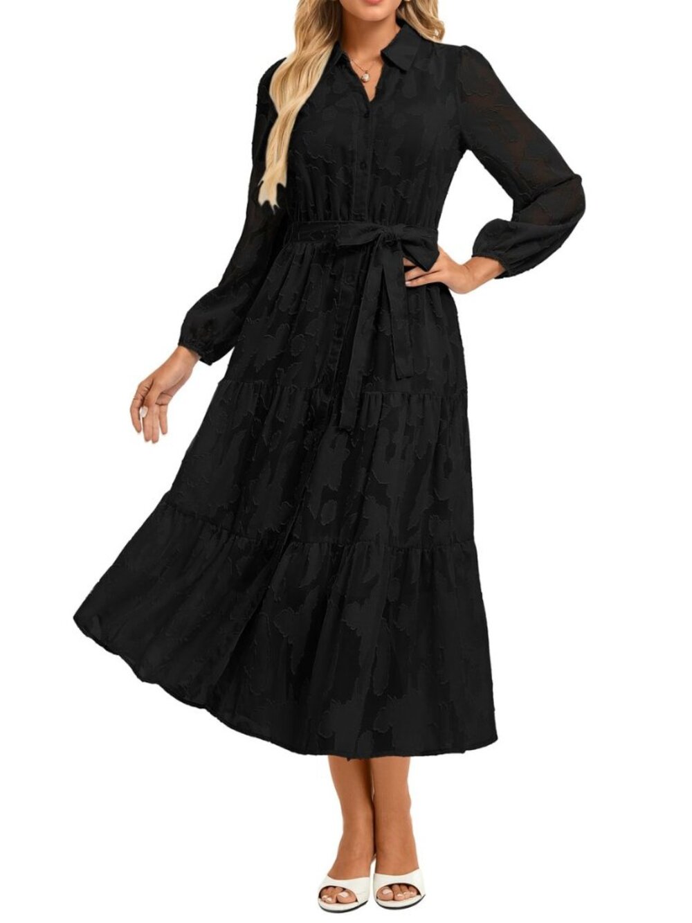 Womens Long Sleeve Floral Maxi Dress